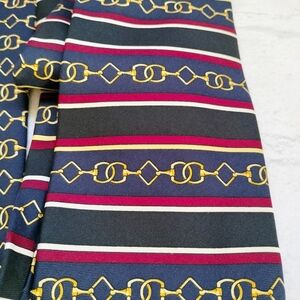 Paolo Gucci Vintage Silk Necktie Tie Made in Italy Striped Link Multicolored